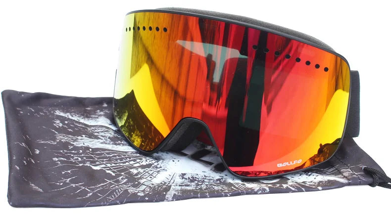 Ski Goggles with Magnetic Double Layer Polarized Lens