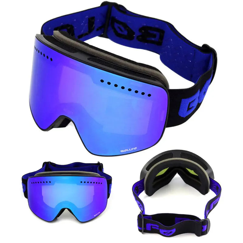 Ski Goggles with Magnetic Double Layer Polarized Lens