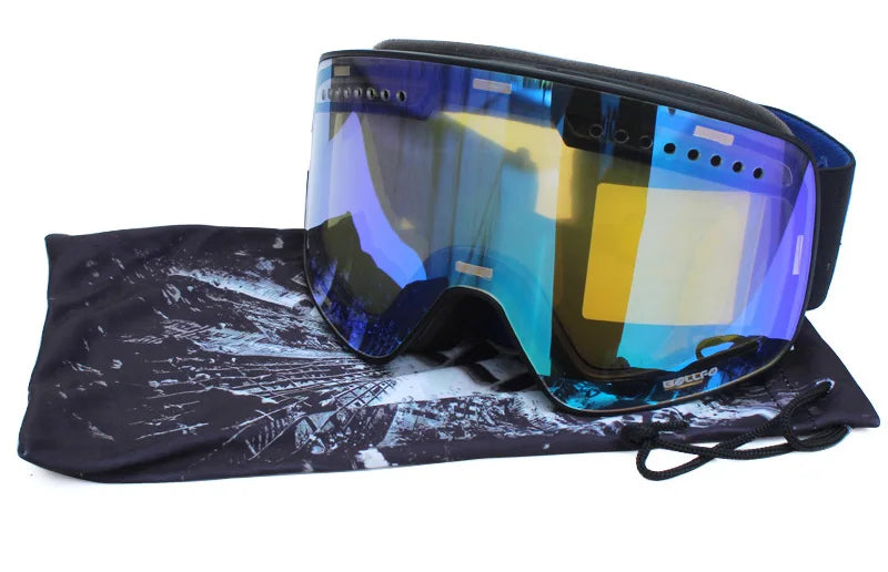 Ski Goggles with Magnetic Double Layer Polarized Lens