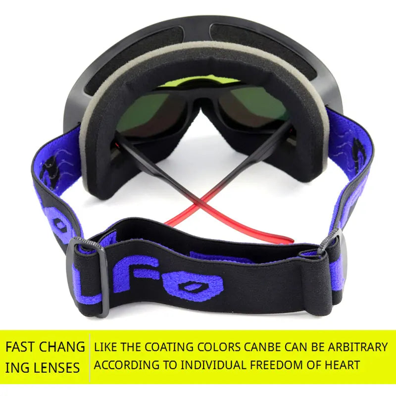 Ski Goggles with Magnetic Double Layer Polarized Lens