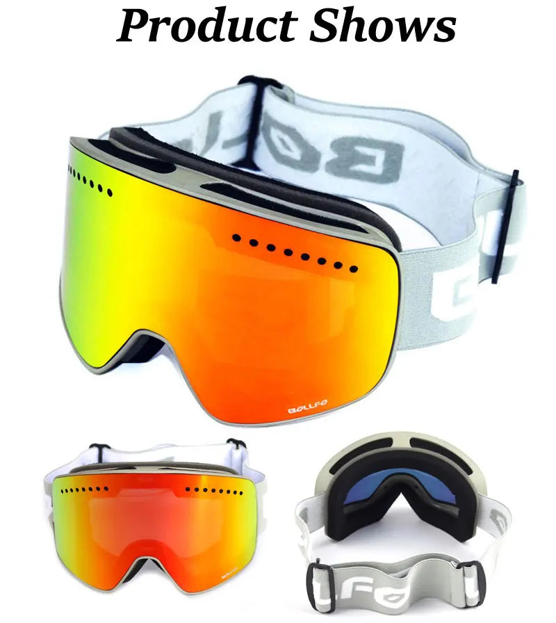 Ski Goggles with Magnetic Double Layer Polarized Lens