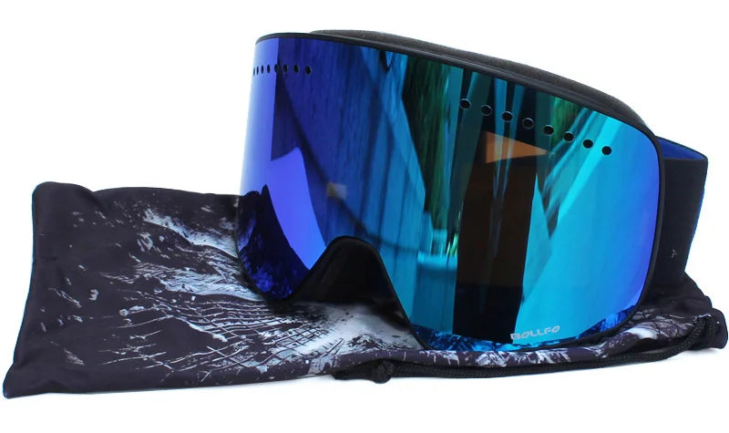 Ski Goggles with Magnetic Double Layer Polarized Lens