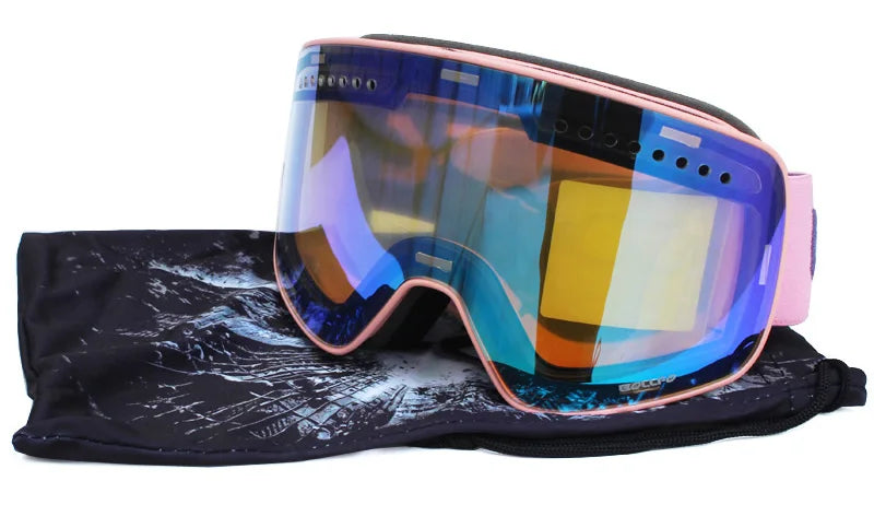 Ski Goggles with Magnetic Double Layer Polarized Lens