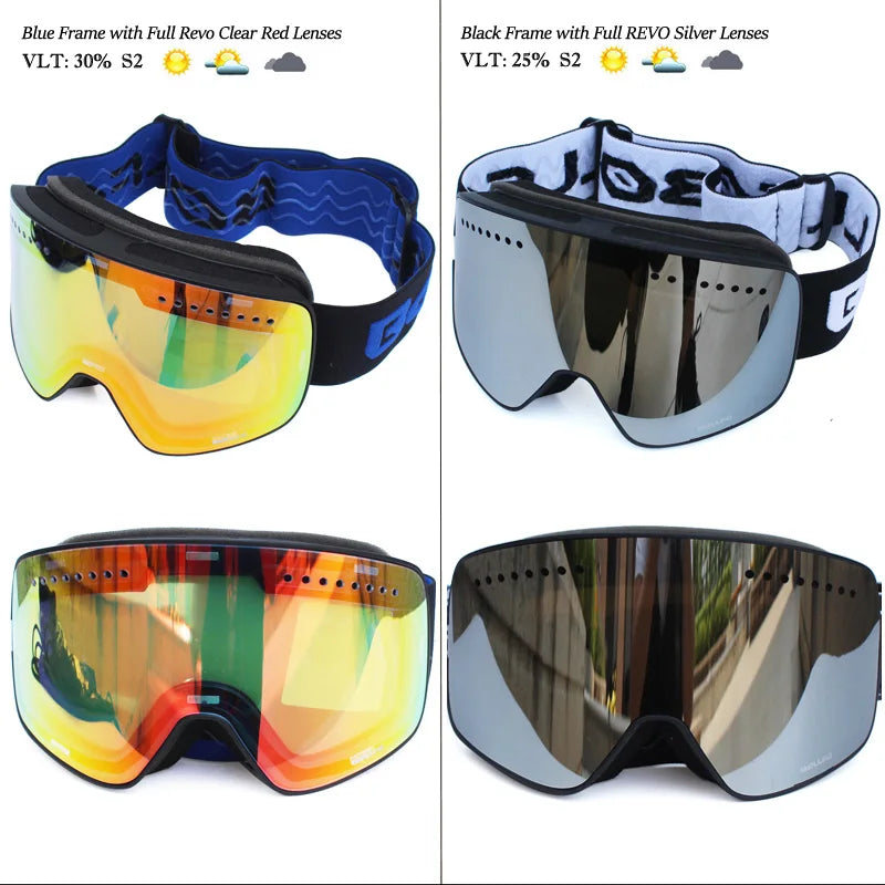 Ski Goggles with Magnetic Double Layer Polarized Lens