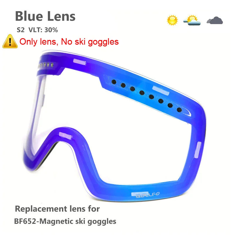 Ski Goggles with Magnetic Double Layer Polarized Lens