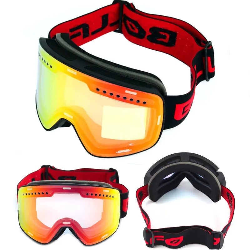 Ski Goggles with Magnetic Double Layer Polarized Lens