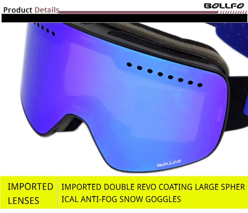 Ski Goggles with Magnetic Double Layer Polarized Lens