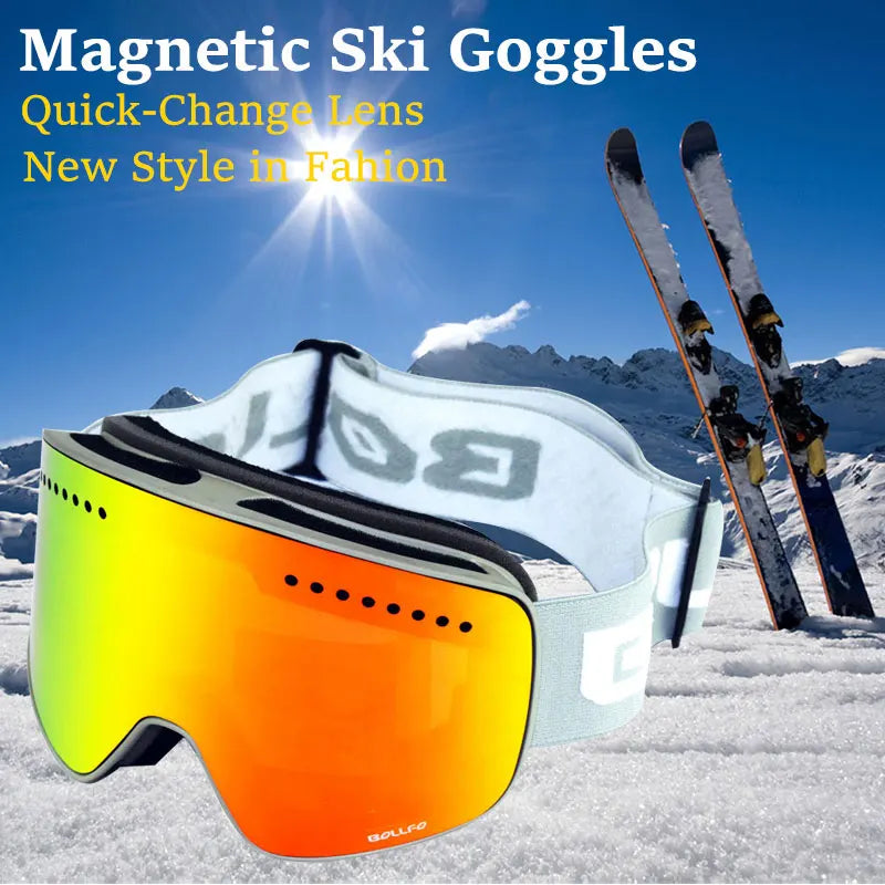 Ski Goggles with Magnetic Double Layer Polarized Lens