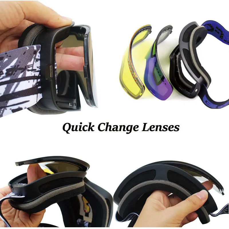 Ski Goggles with Magnetic Double Layer Polarized Lens