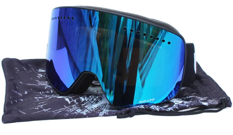 Ski Goggles with Magnetic Double Layer Polarized Lens