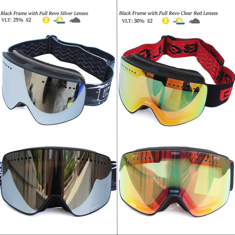 Ski Goggles with Magnetic Double Layer Polarized Lens