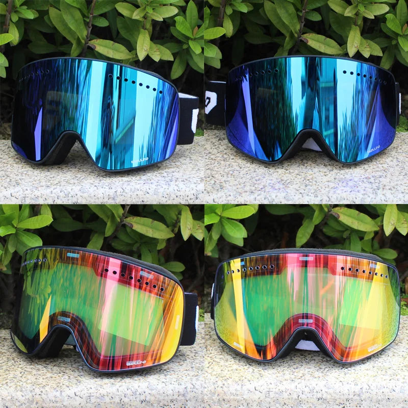 Ski Goggles with Magnetic Double Layer Polarized Lens