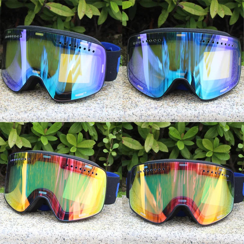 Ski Goggles with Magnetic Double Layer Polarized Lens