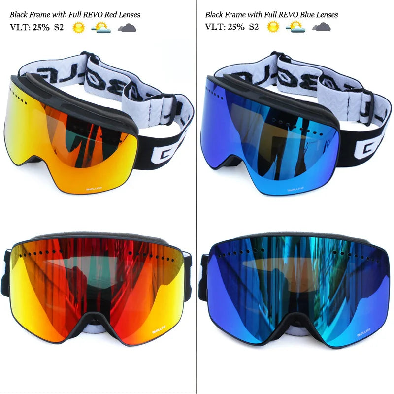 Ski Goggles with Magnetic Double Layer Polarized Lens