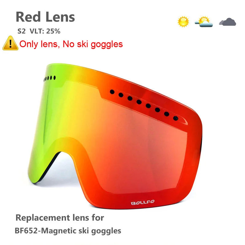 Ski Goggles with Magnetic Double Layer Polarized Lens