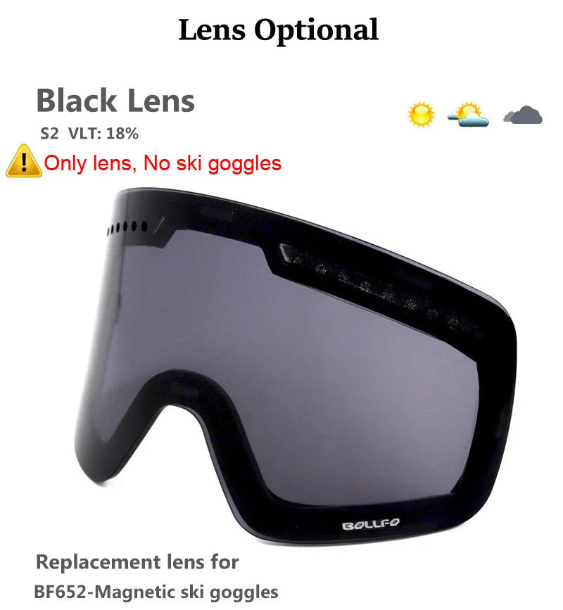 Ski Goggles with Magnetic Double Layer Polarized Lens