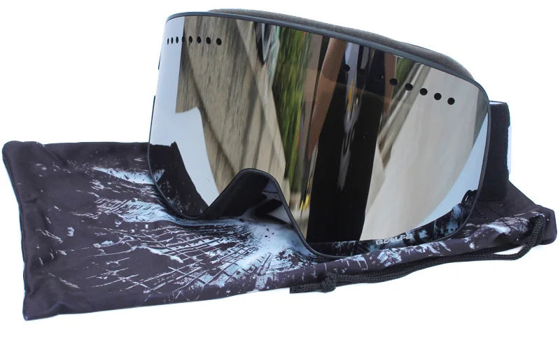 Ski Goggles with Magnetic Double Layer Polarized Lens