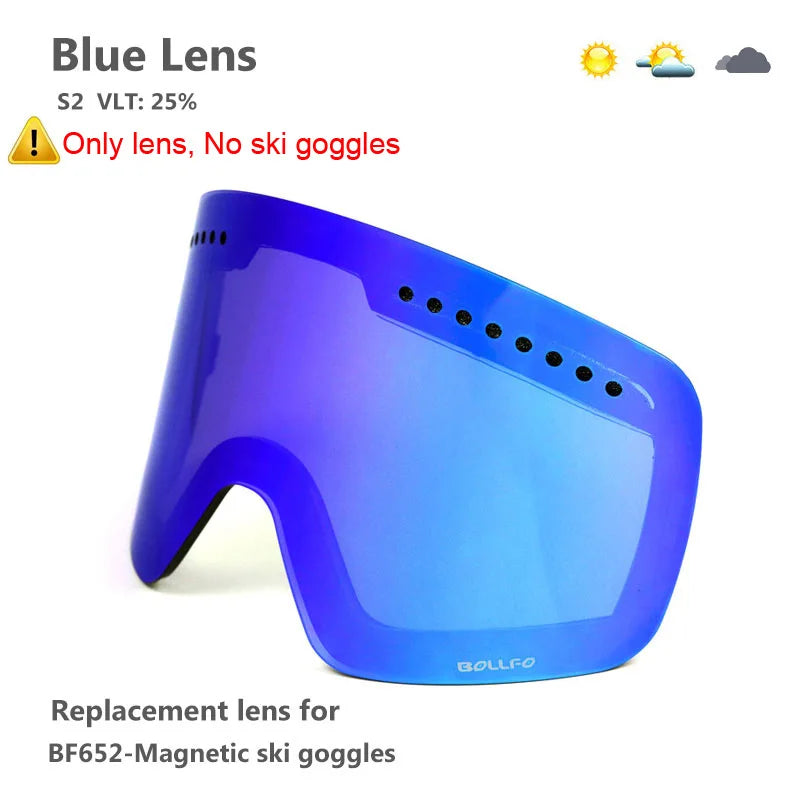 Ski Goggles with Magnetic Double Layer Polarized Lens