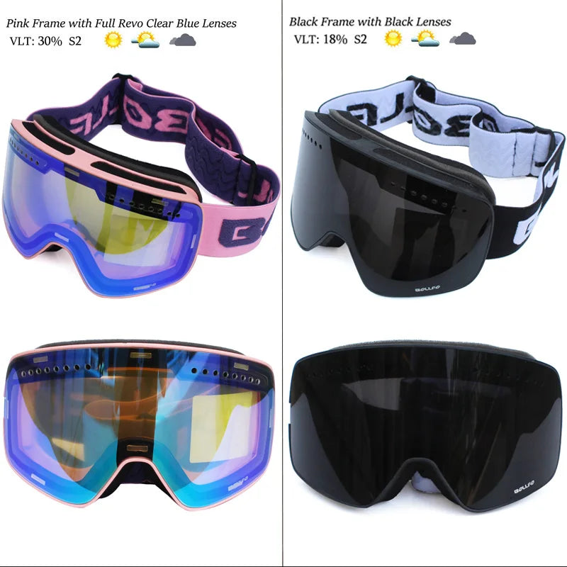 Ski Goggles with Magnetic Double Layer Polarized Lens