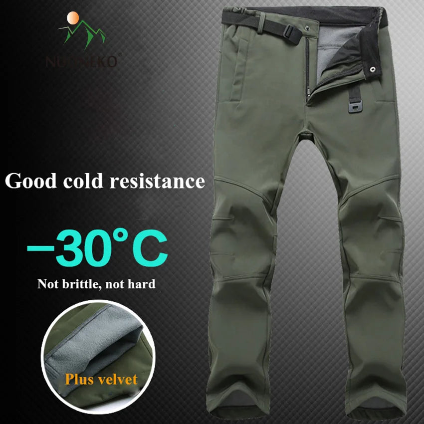 Winter Mens Fleece Warm Hiking Soft Shell Pants