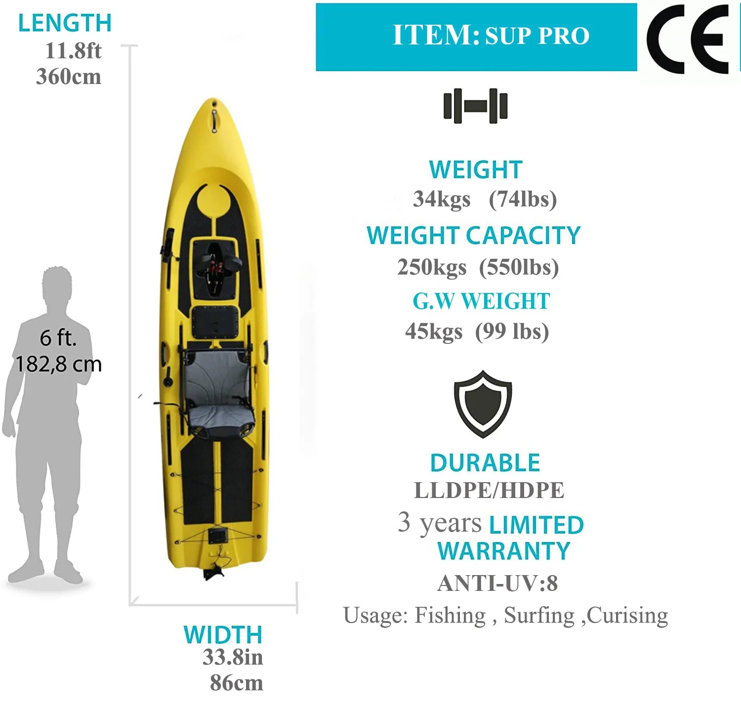 Pedal SUP Fishing  1 Person sit on top Kayak