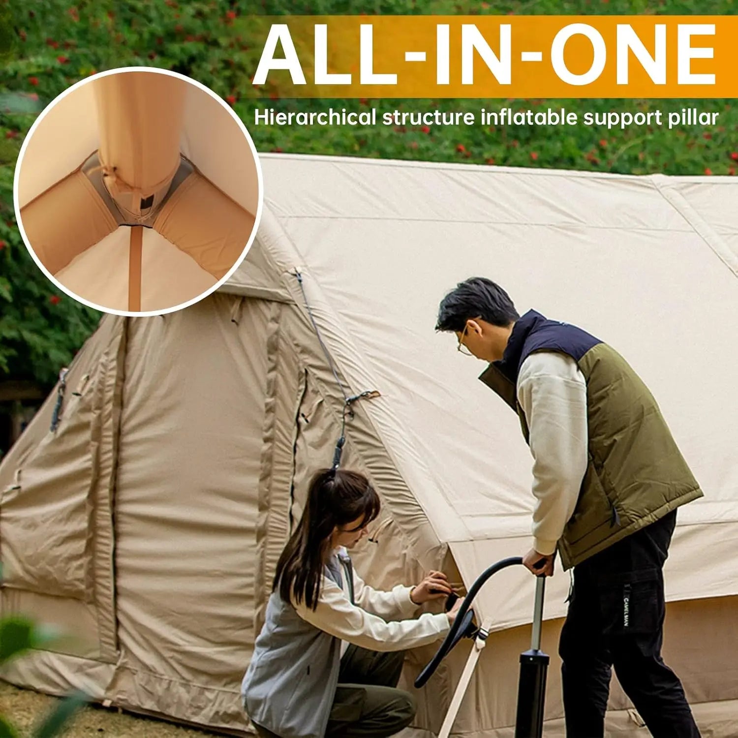 Easy Setup 4 Season Waterproof Windproof Outdoor Blow Up Luxury Cabin Tent