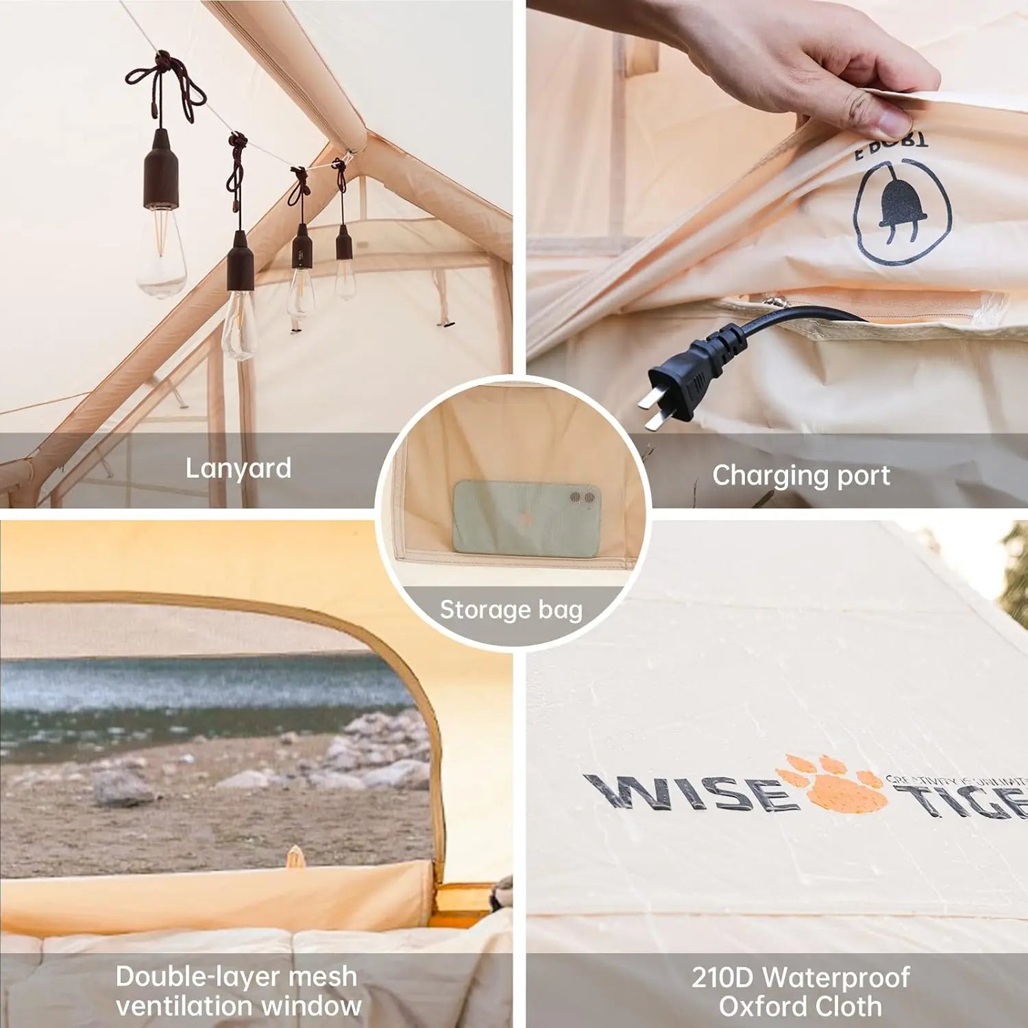 Easy Setup 4 Season Waterproof Windproof Outdoor Blow Up Luxury Cabin Tent
