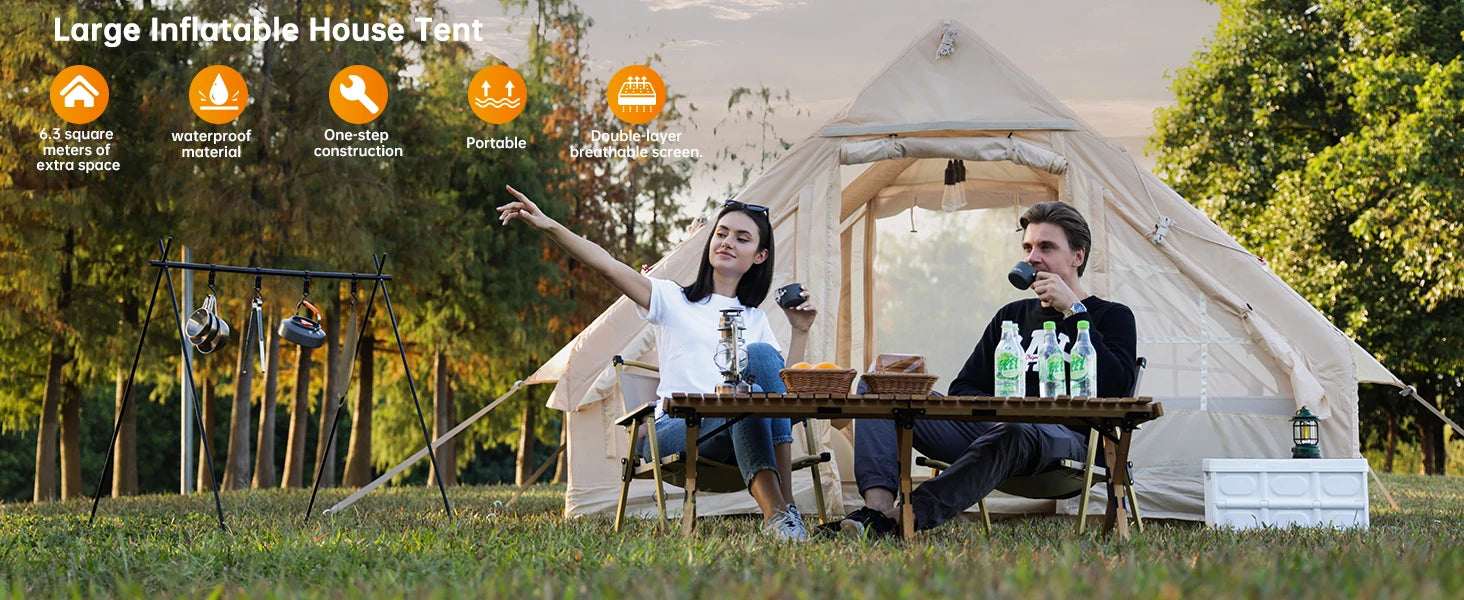 Easy Setup 4 Season Waterproof Windproof Outdoor Blow Up Luxury Cabin Tent
