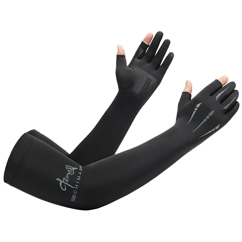 Ice Silk Sleeves Women's and Men's  Two-Finger Gloves