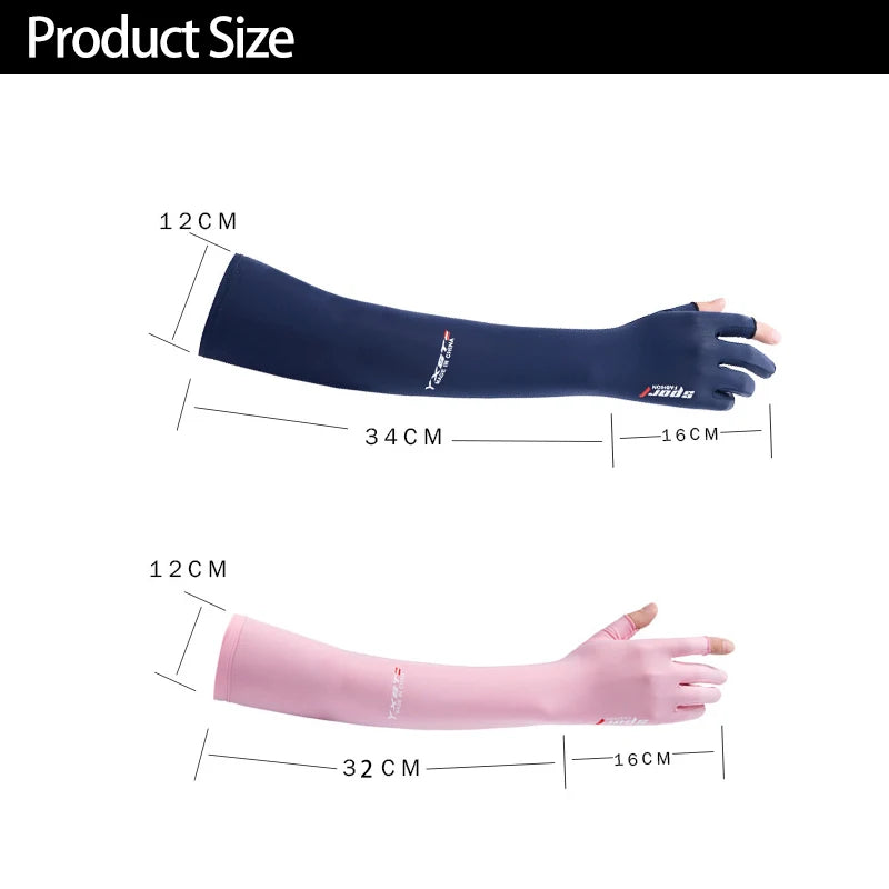 Ice Silk Sleeves Women's and Men's  Two-Finger Gloves