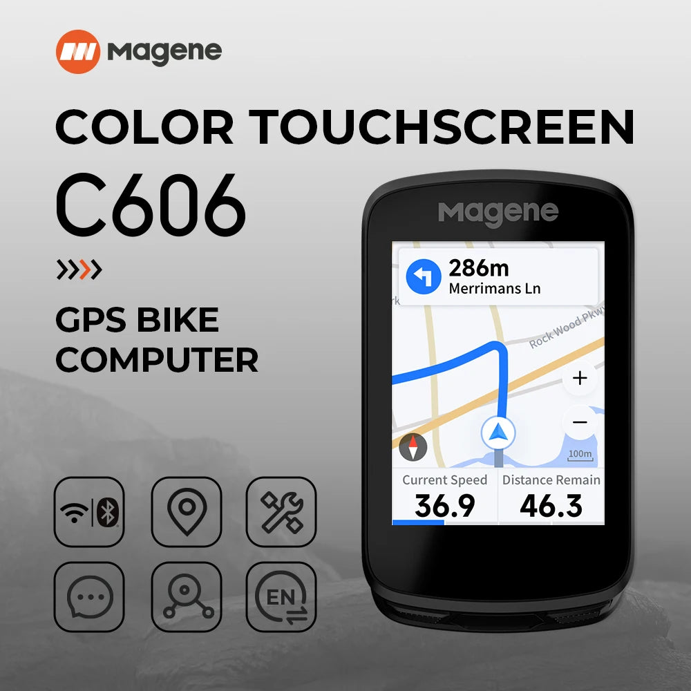 Magene C606 Touchscreen GPS Bike Computer Navigation WiFi Cycle Speedometer