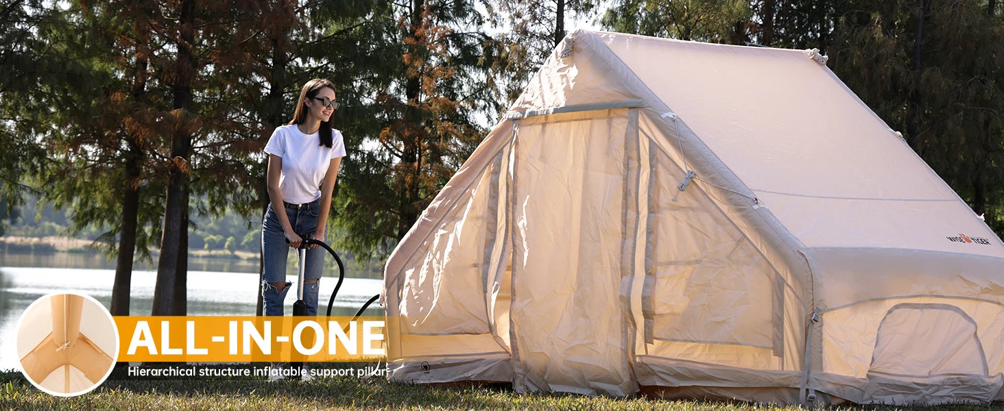 Easy Setup 4 Season Waterproof Windproof Outdoor Blow Up Luxury Cabin Tent